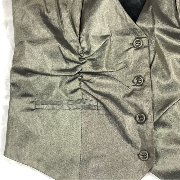 Charlotte Russe Olive Shimmer Vest size Medium - Picture 7 of 8